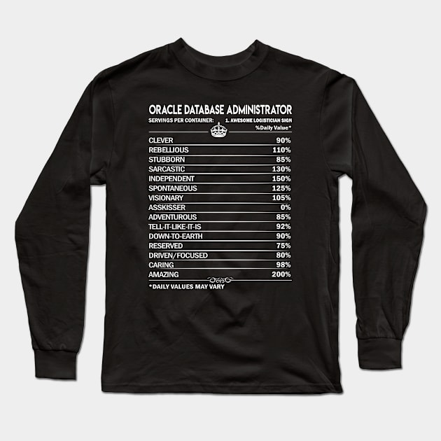 Oracle Database Administrator T Shirt - Oracle Database Administrator Factors Daily Gift Item Tee Long Sleeve T-Shirt by Jolly358